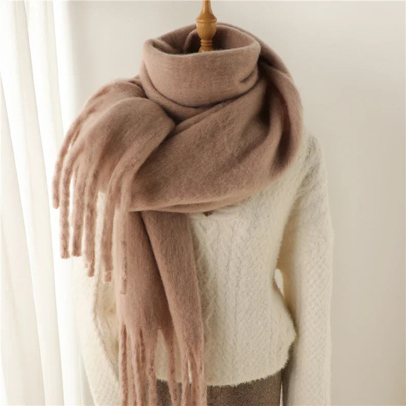 Velucci | Cashmere Warmth Winter Scarf With Large Tassels