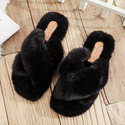 Fluffy Slippers | Black - Soft and Comfortable - Ideal for Home Use