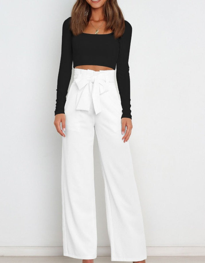 Camille - Trendy Women's Button Down Wide Leg Pants