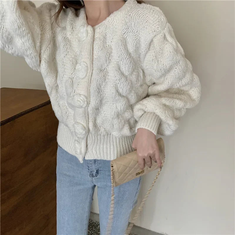 Sweater with bubble sleeves for women