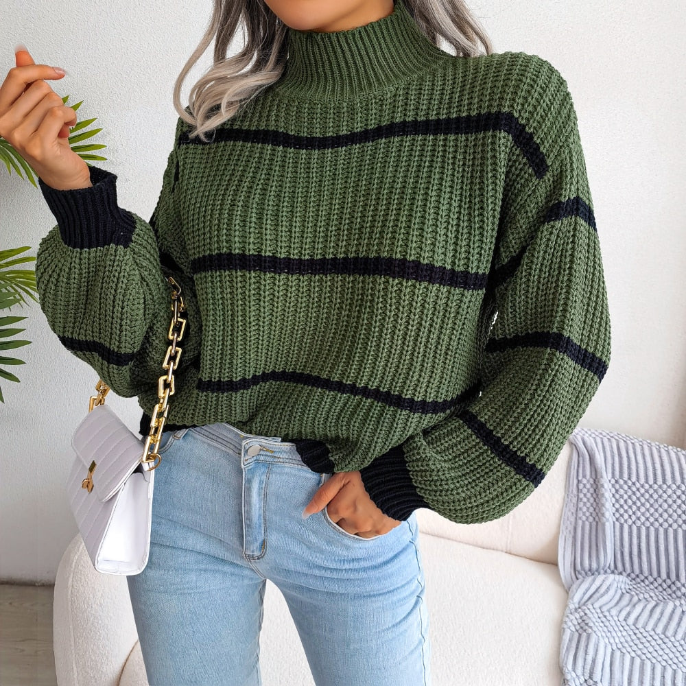 Casual turtleneck sweater with ribbed knit - Tiara