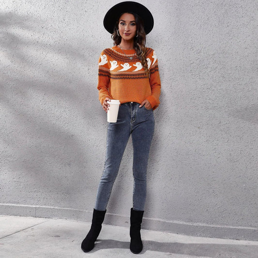 Jess fashion | vintage sweater for Halloween ghost for women