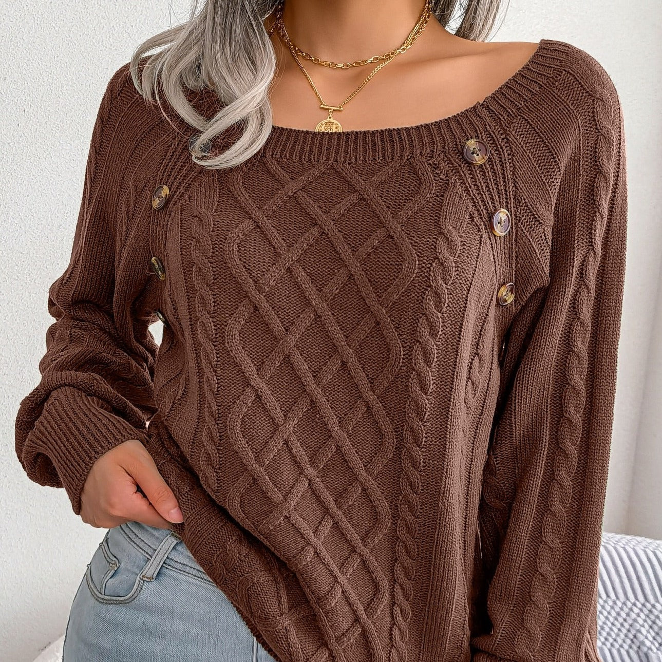 Stylish knitted sweater for women - Adelinda