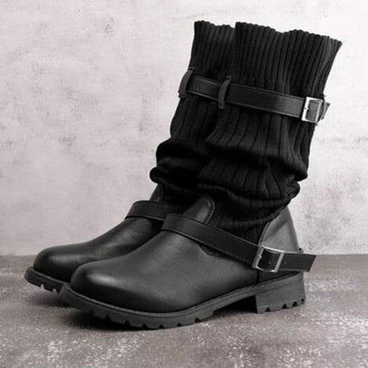 Warm Knitted Leather Boots | Puck Boots