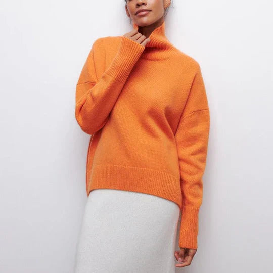 Warm oversized turtleneck sweater for ladies - warm - comfortable - wool