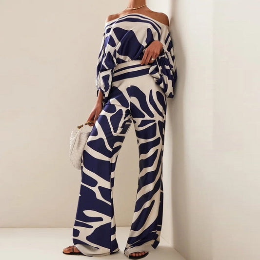 Off-the-shoulder set with eye-catching pattern - Dylen