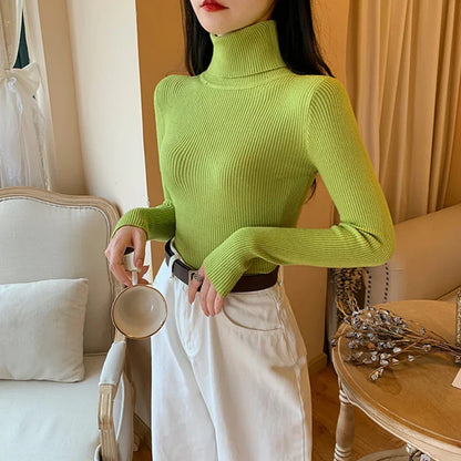 Turtleneck sweater with turn-up for women