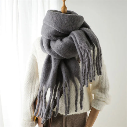 Velucci | Cashmere Warmth Winter Scarf With Large Tassels