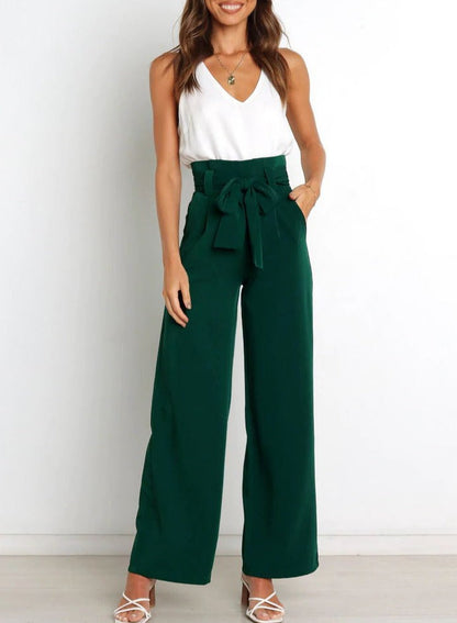 Camille - Trendy Women's Button Down Wide Leg Pants