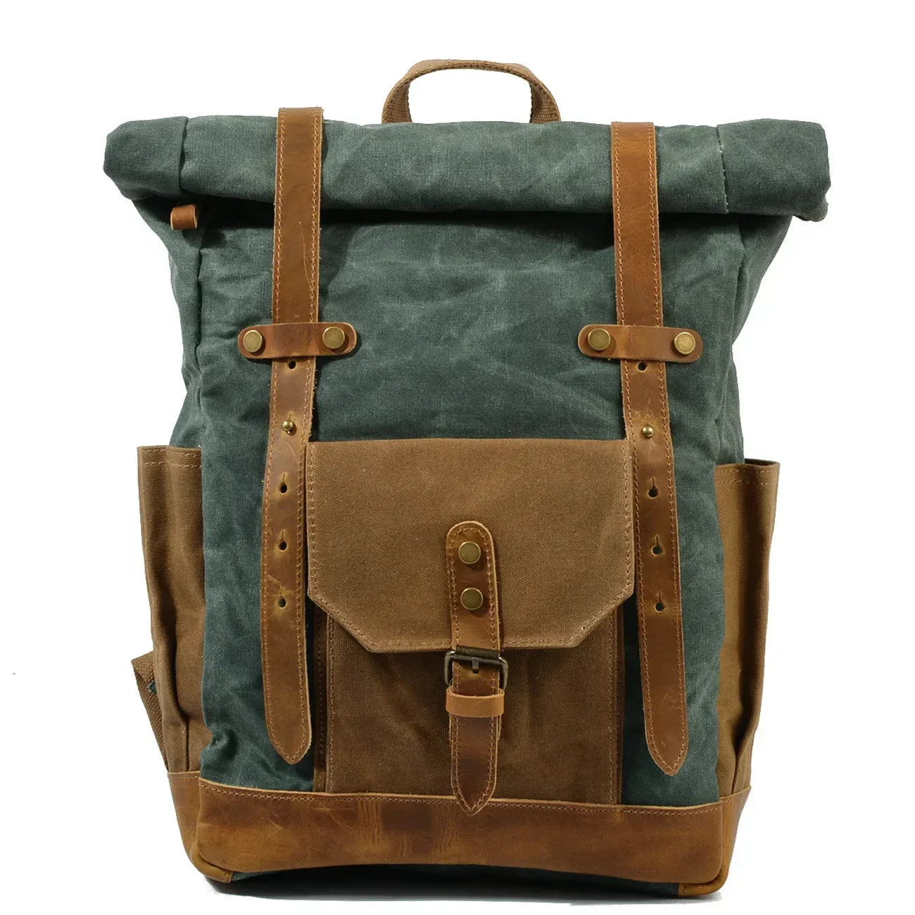 Finn | Stylish Military Canvas Backpack with Roltop for Hiking and Laptop