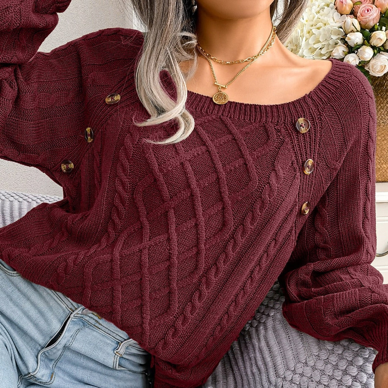 Stylish knitted sweater for women - Adelinda