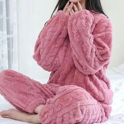 Jess-Mode | Warm Teddy Fleece Pajama Set For Women