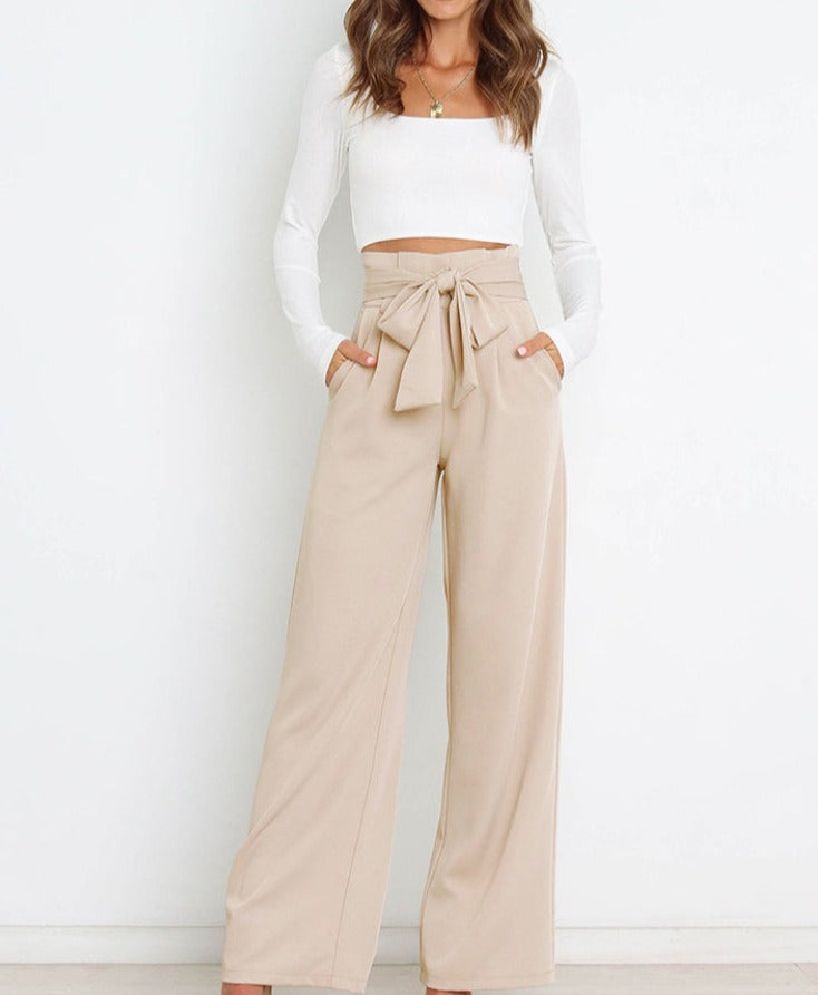 Camille - Trendy Women's Button Down Wide Leg Pants