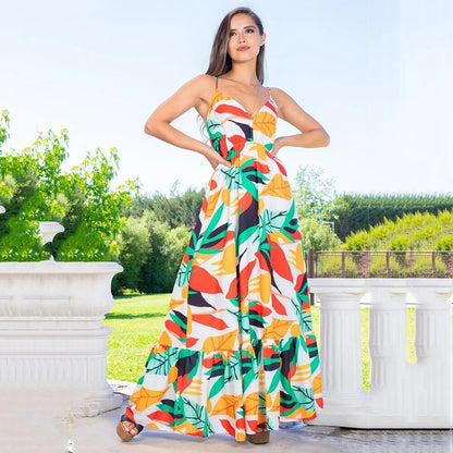 Georgia - Maxi dress with tropical pattern