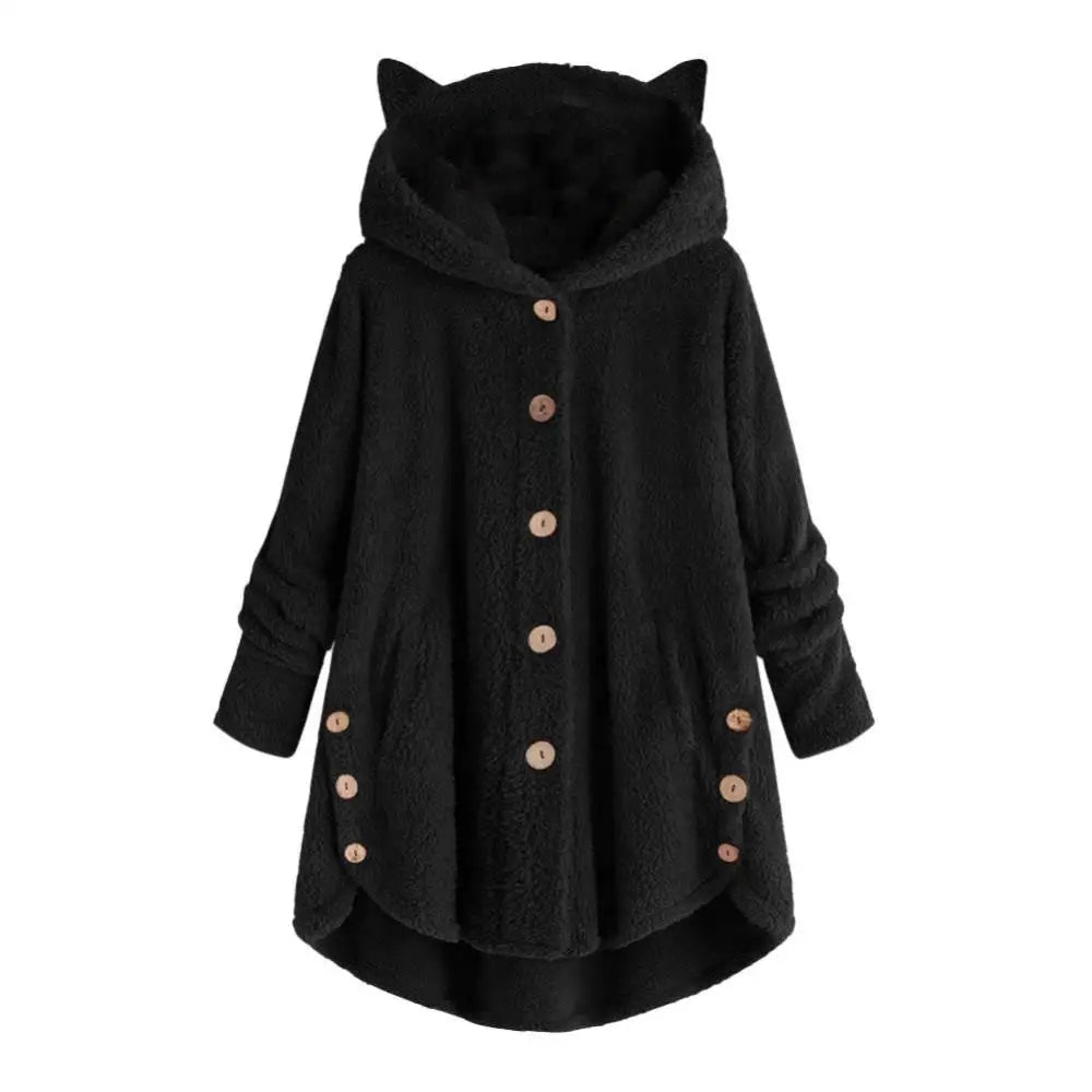 Jess | Stylish sherpa style hoodie with cat ear hood design Perfect for fall/winter leisure days