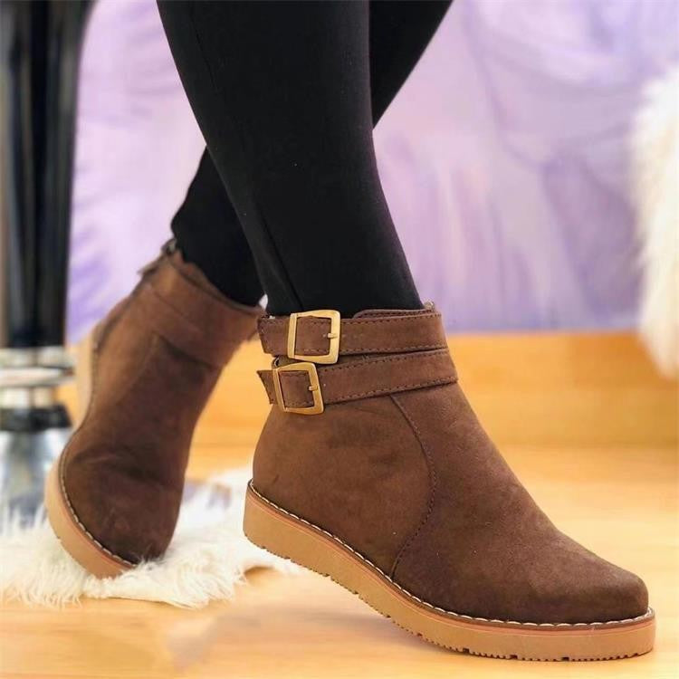 Retro zipped ankle boots in faux suede