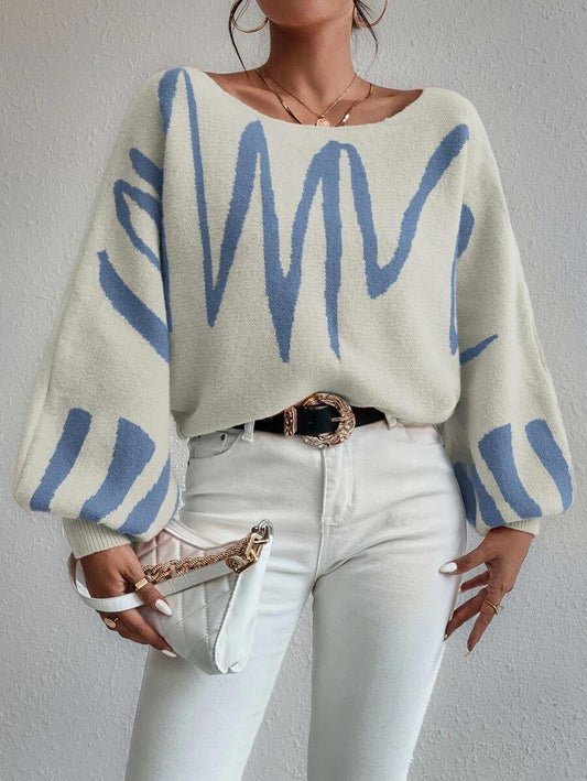 Yvella Sweater | Oversized Puff Sleeves White Sweater