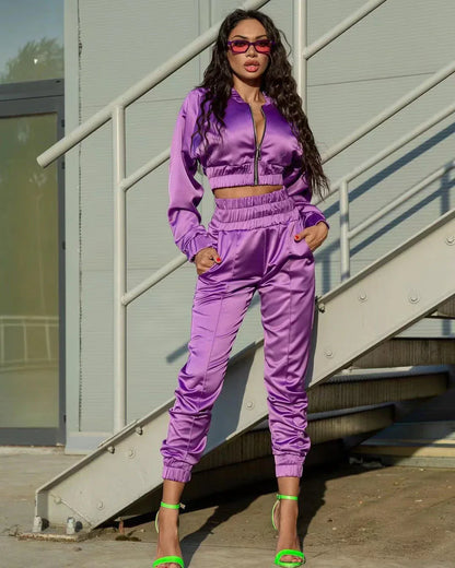 Jess-Mode - Stylish satin fall tracksuit for women