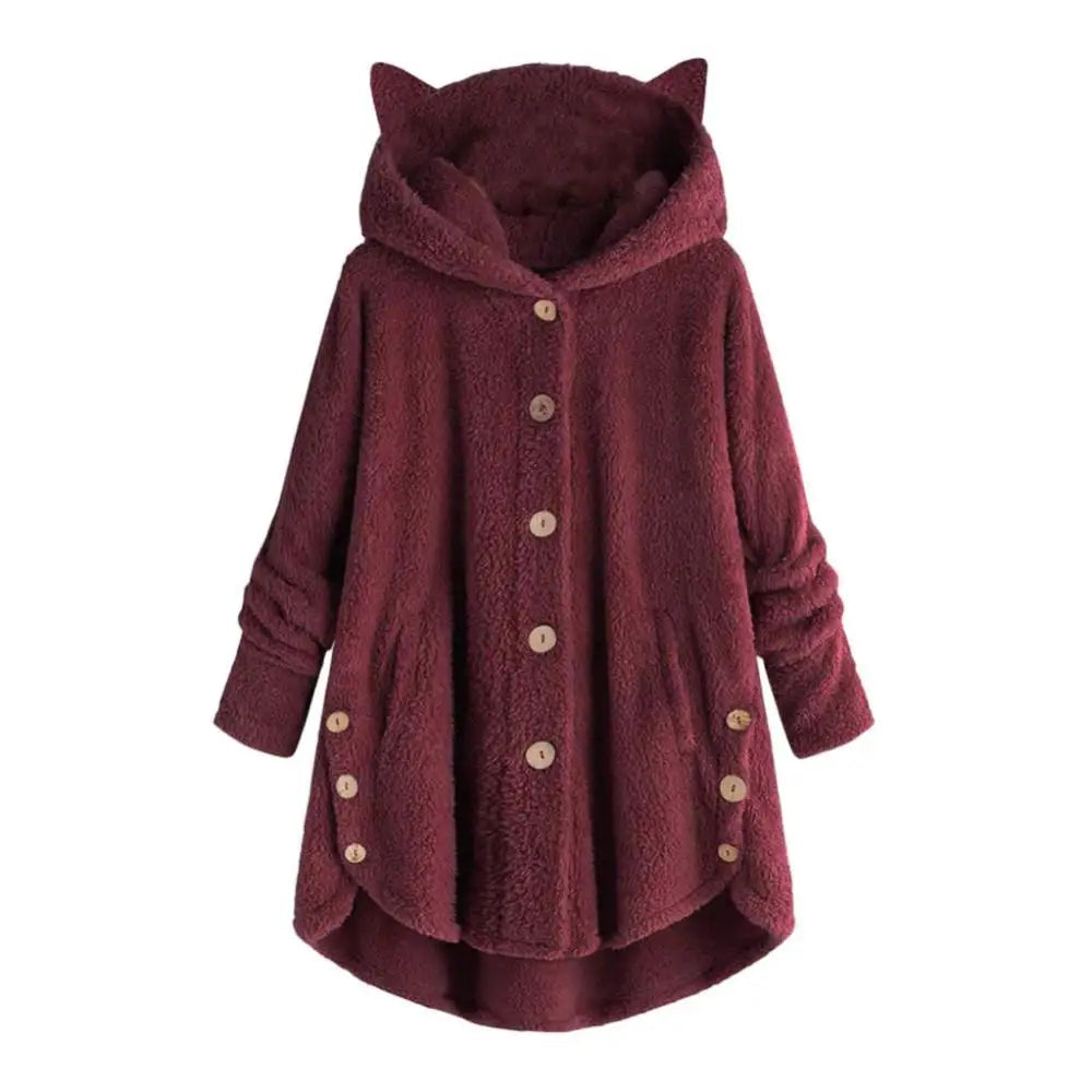 Jess | Stylish sherpa style hoodie with cat ear hood design Perfect for fall/winter leisure days