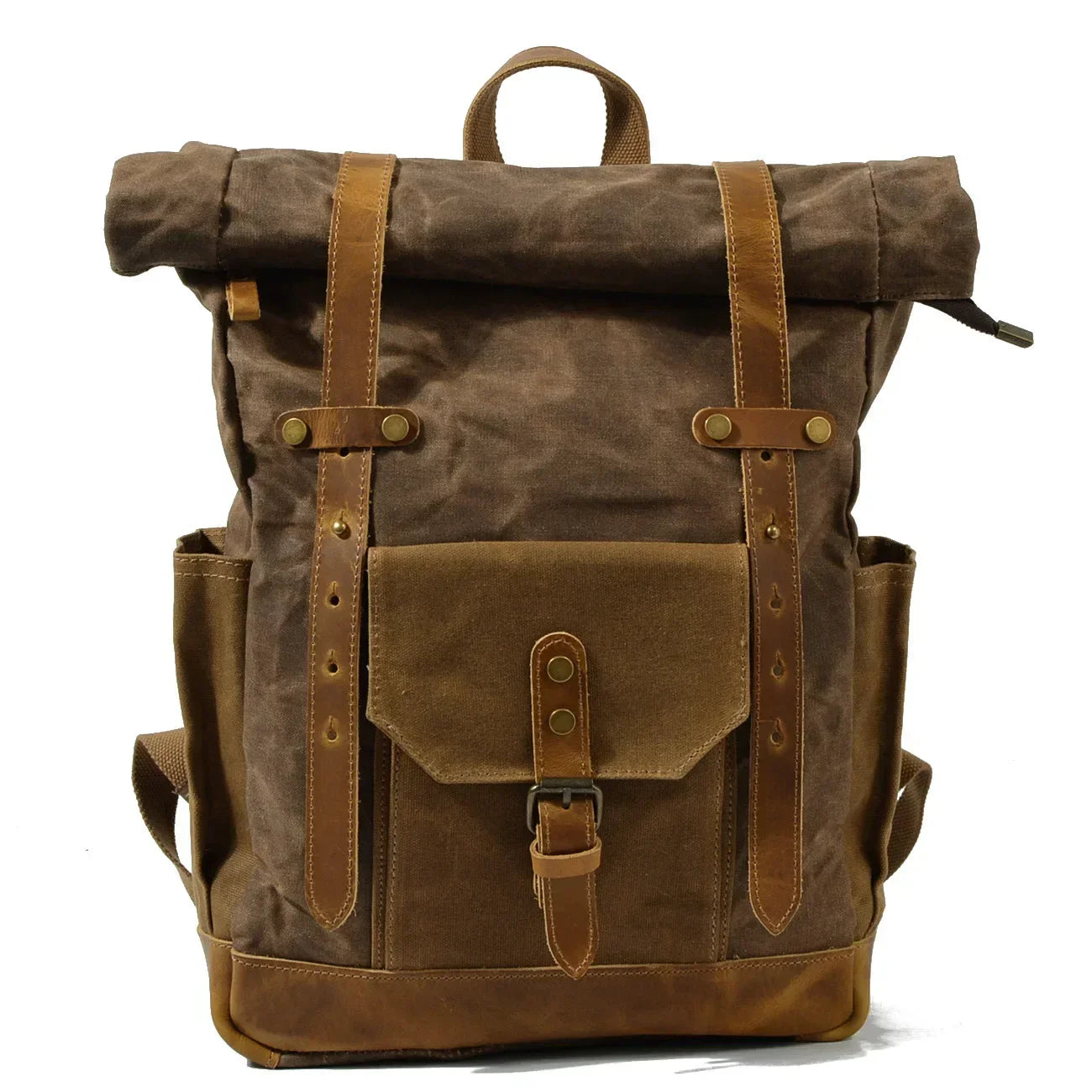 Finn | Stylish Military Canvas Backpack with Roltop for Hiking and Laptop