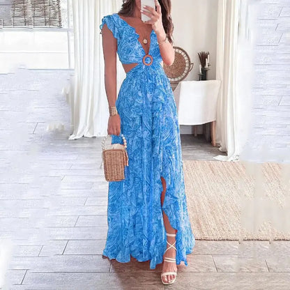 Gemma - Backless Sexy Deep V Neck Elegant Dress