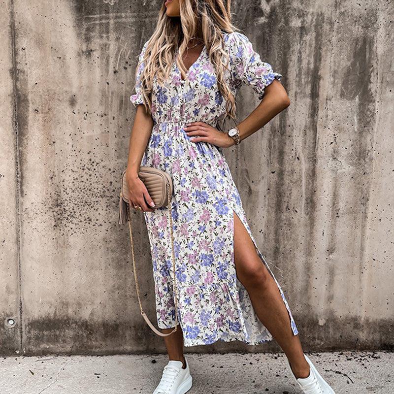 Ariana - Floral print dress with slit