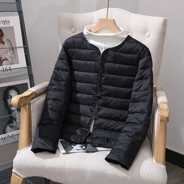 Warm short winter jacket for women