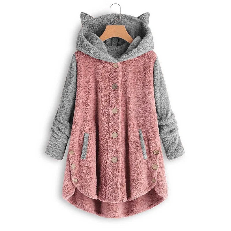 Jess | Sweatshirt With Hood For Women With Cat Pattern