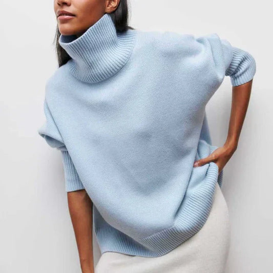 Warm oversized turtleneck sweater for ladies - warm - comfortable - wool