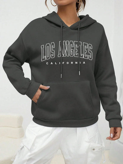 Jess | Sweatshirt With Hood Oversize Printed Los Angeles For Women