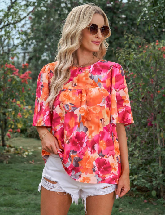 Shanee - Sleeved floral blouse