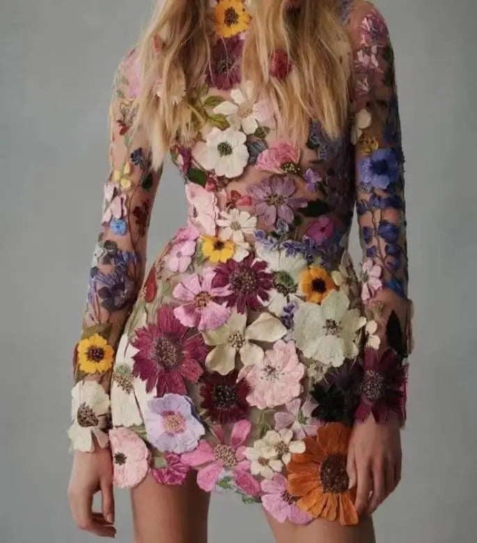 Lotte | Three-dimensional floral dress