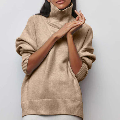 Warm oversized turtleneck sweater for ladies - warm - comfortable - wool