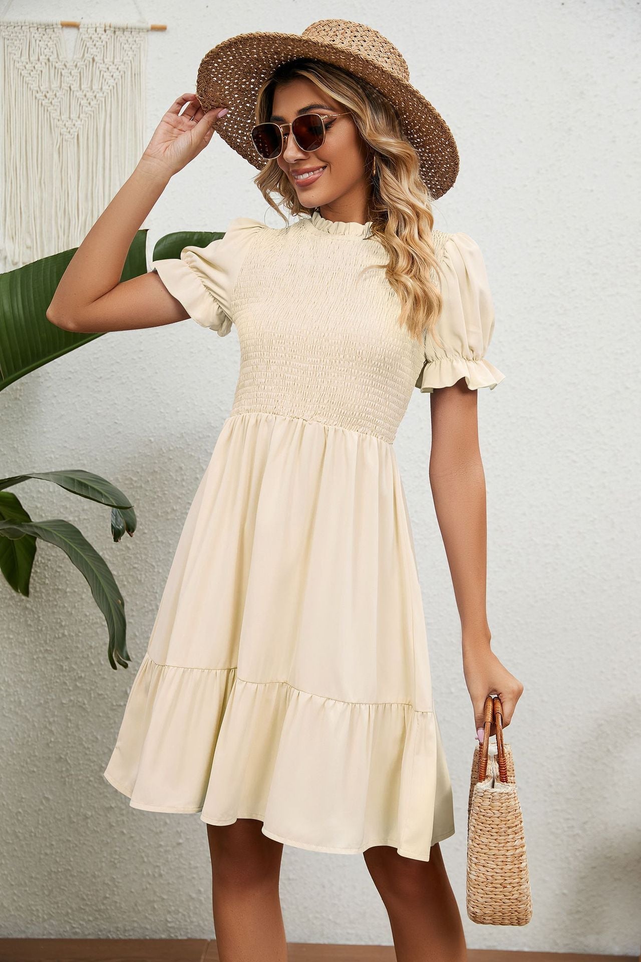 Lotte | Beige summer dress with frills