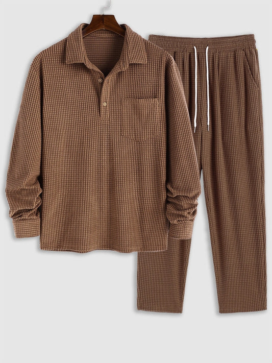 Men's Collared Shirt with Straight Cord Pants - Galvan