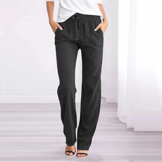 Women's Linen Pants - Relaxed - Breathable material, Elastic waistband - Perfect for a Relaxed Day