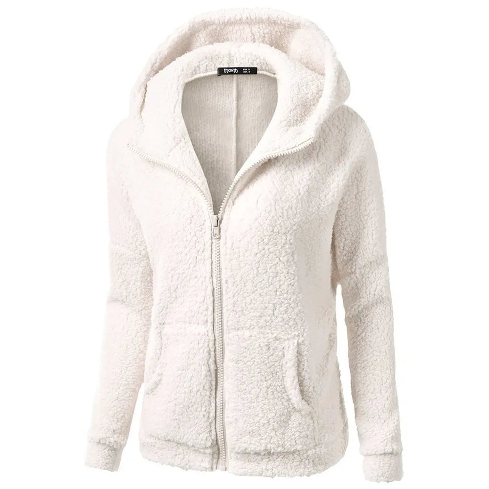 Jess | Elegant Warm Hoodie With Teddy Bear Faux Fur And Zipper - Ideal For Fall/Winter