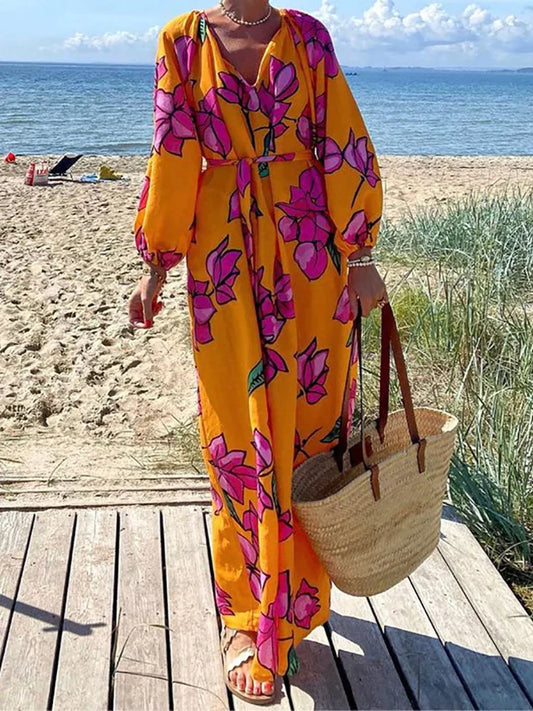 Celeste - Long sleeve maxi dress with print