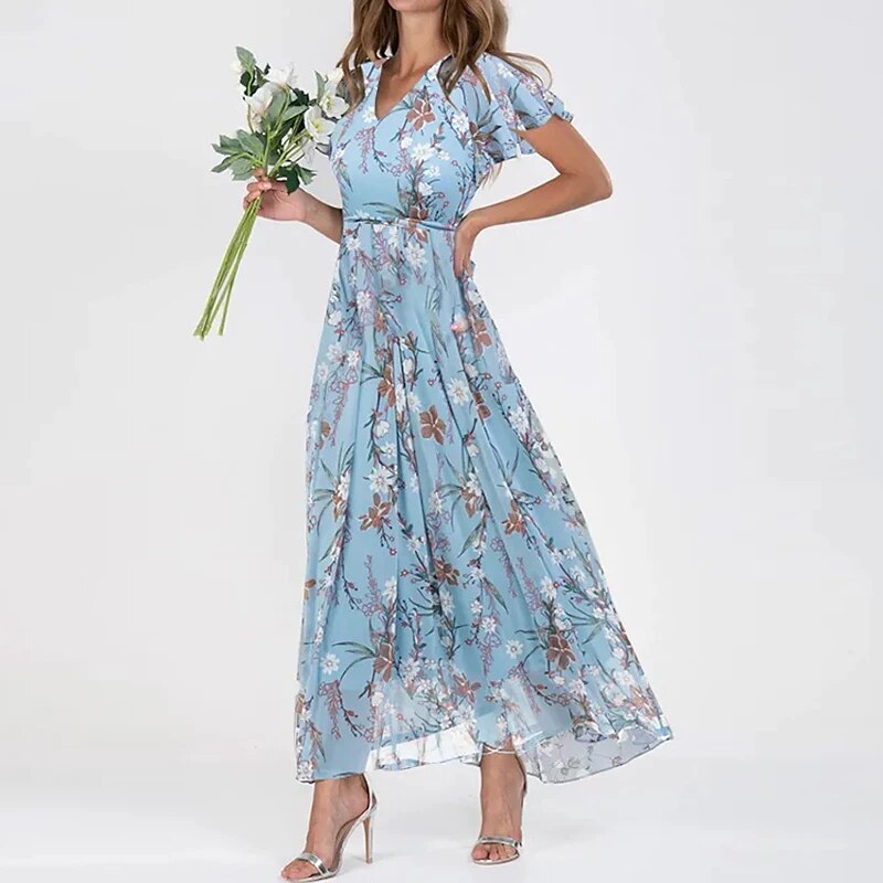 Victoria - Long summer dress with floral pattern