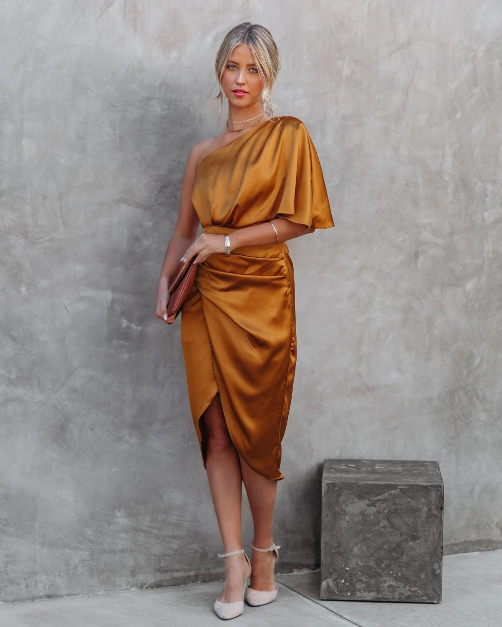 Olive - Elegant silk party dress