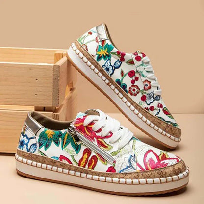 Women's vulcanised shoes with floral print