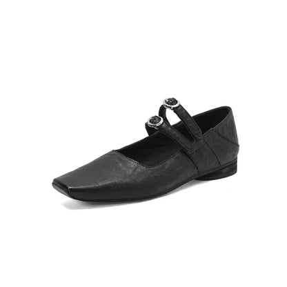 Classic square toe shoes with double strap