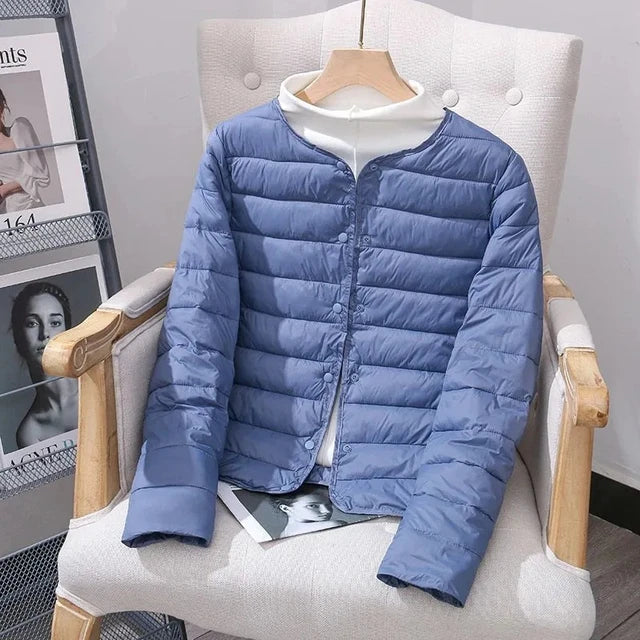 Warm short winter jacket for women