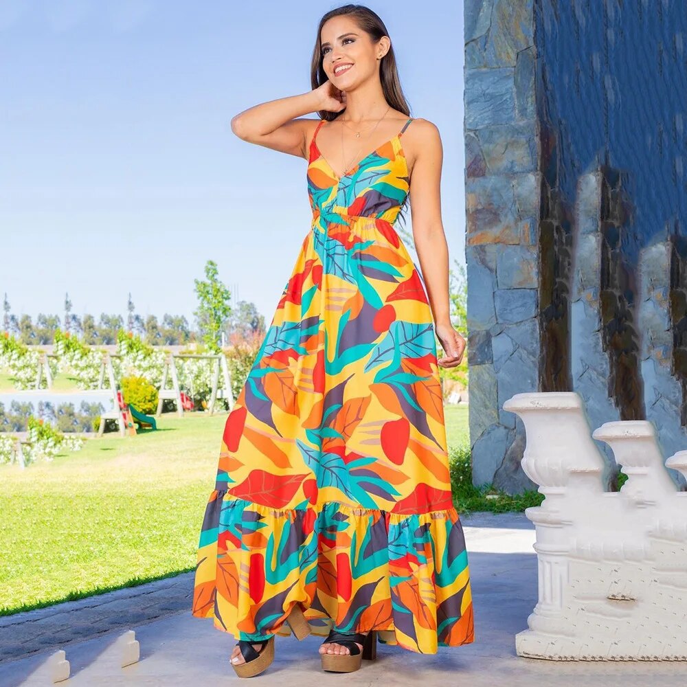 Georgia - Maxi dress with tropical pattern