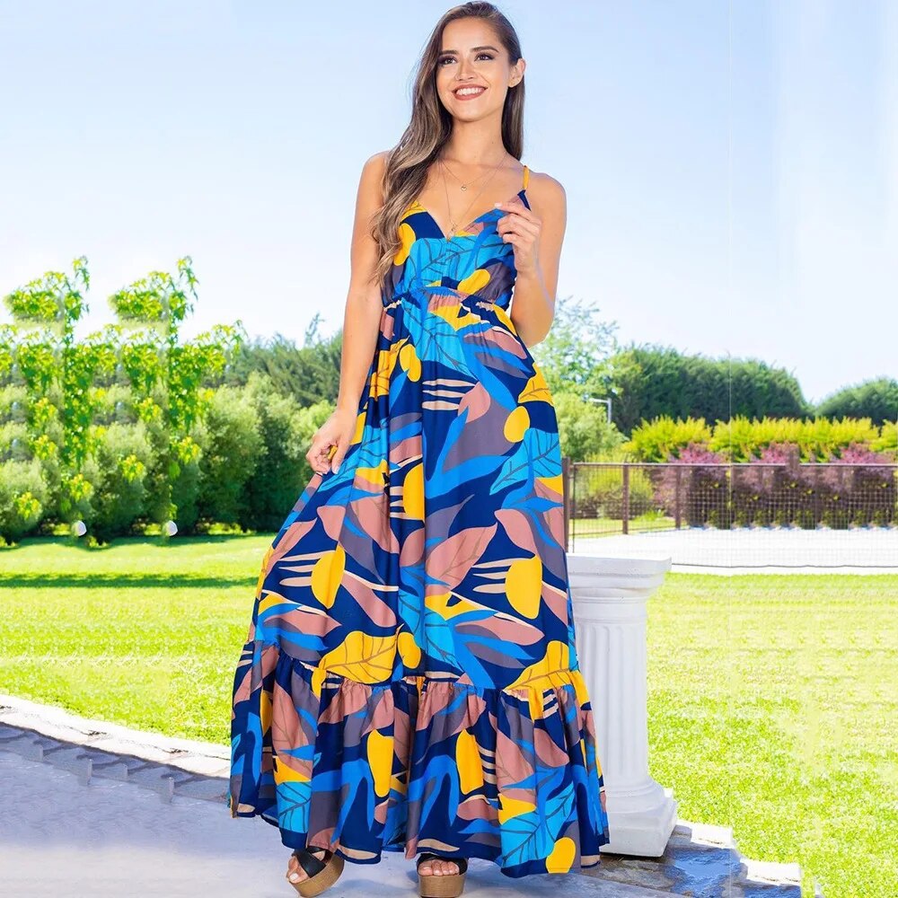 Georgia - Maxi dress with tropical pattern