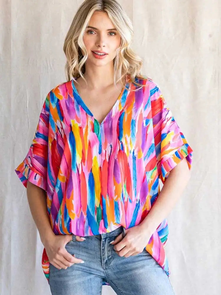 Jalys - Colorful feather blouse