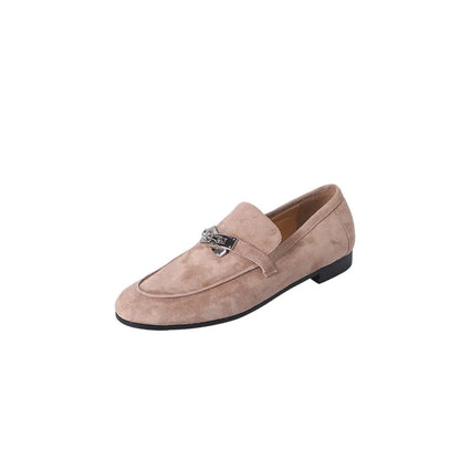 Suede flat shoes with buckle