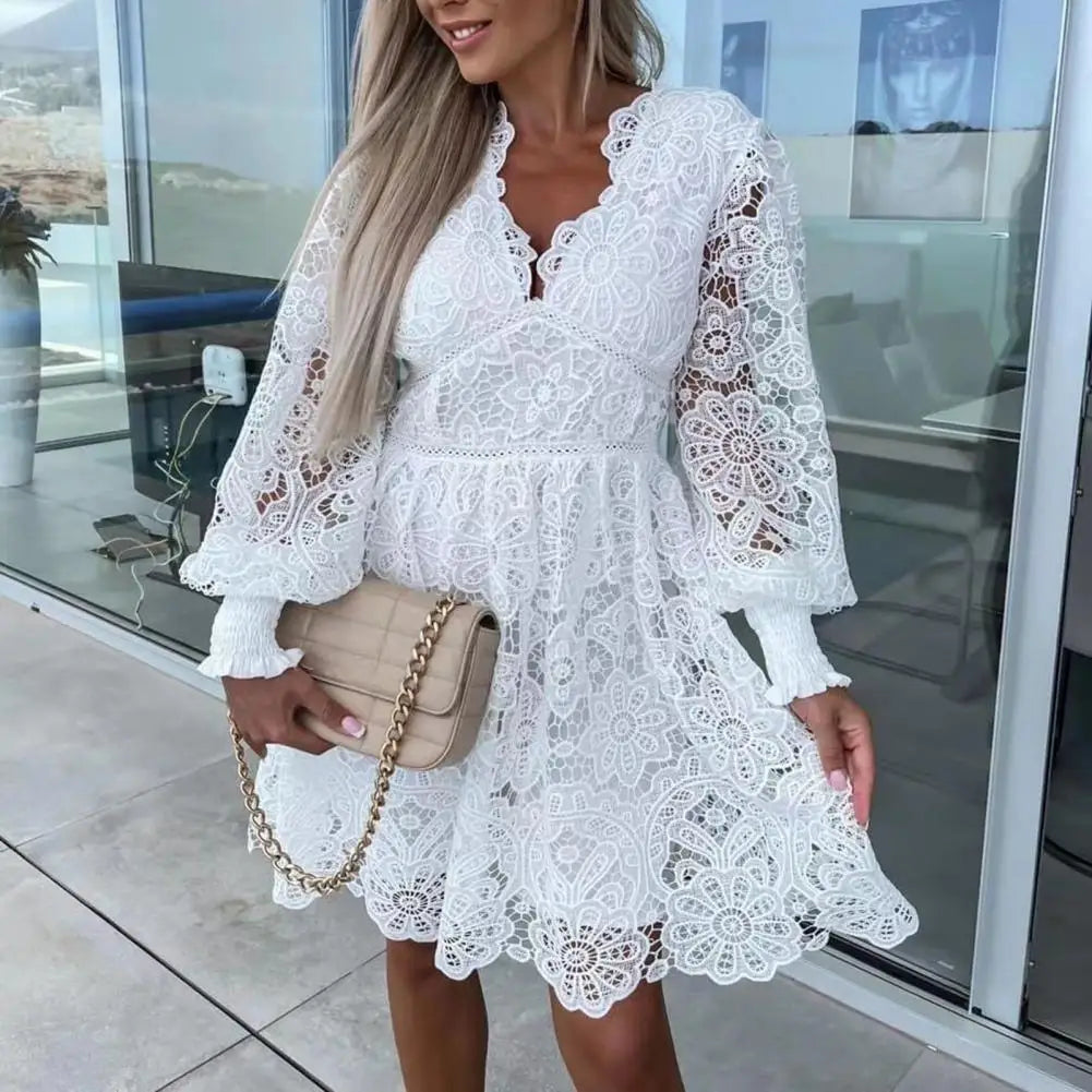 Aurora - Elegant A-line lace midi dress