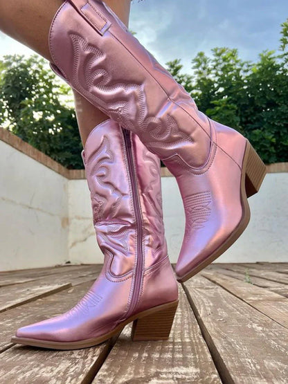 Fleur | Elegant metallic cowboy boots