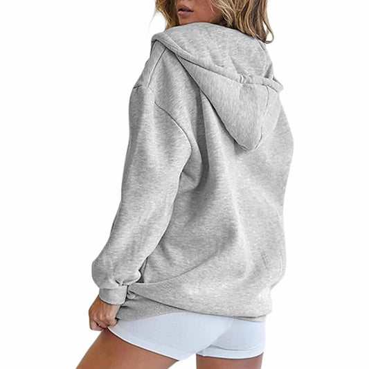 Jess | Ladies Grey Zip-Up Sweatshirt Hoodies with Pockets